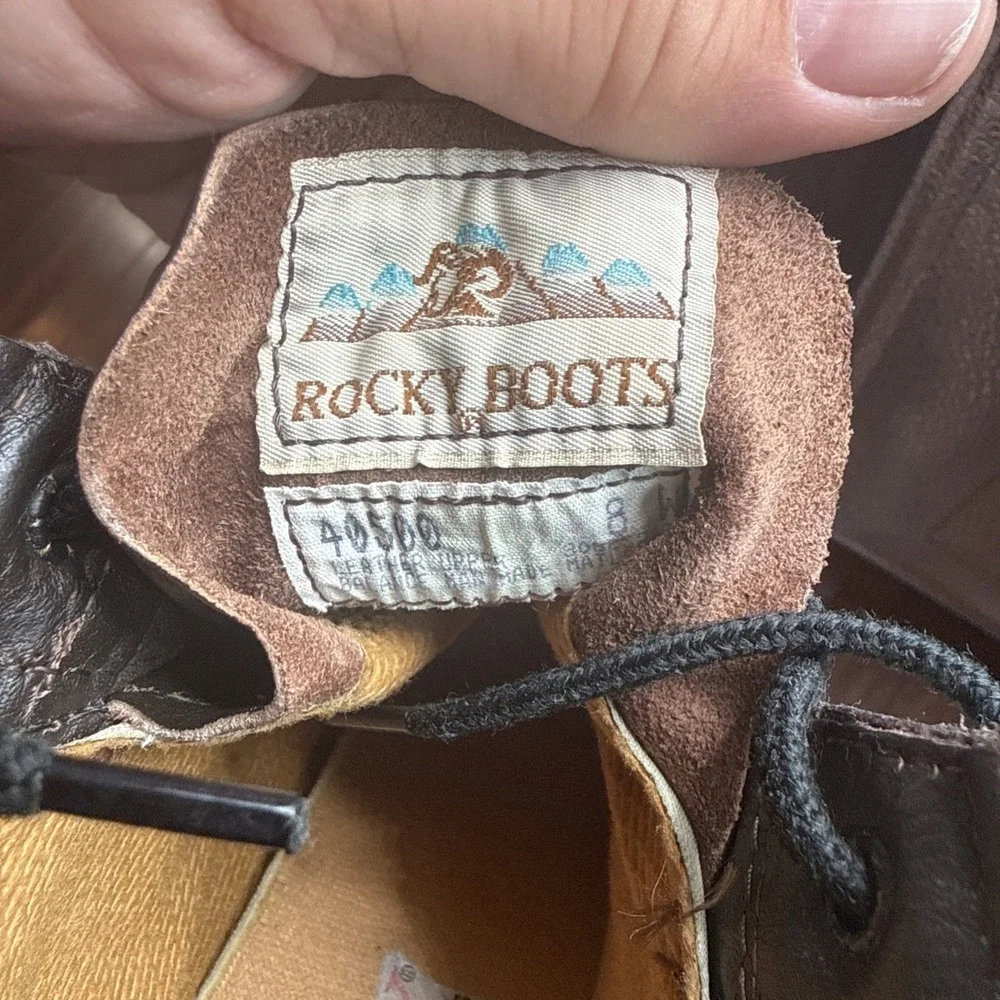 Rock Work Boots Brown Men's Size 8 W Durable Leather‎ Workwear 40500